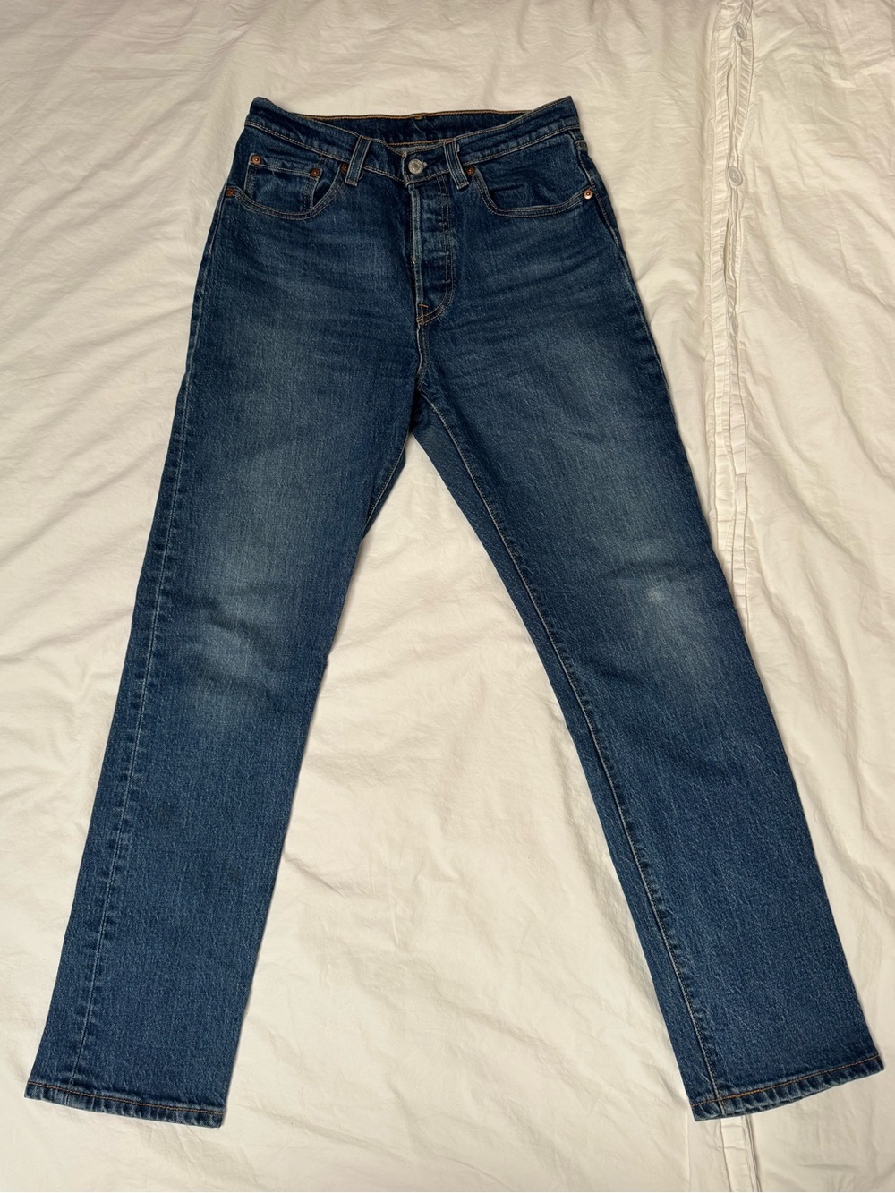 Woman’s Levi’s 501’s Dark Blue Straight-Leg Jeans